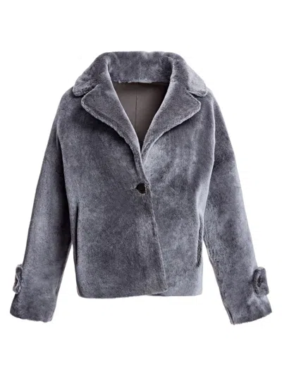 Maximilian Women's Dyed Shearling Lamb Reversible Jacket In Gray