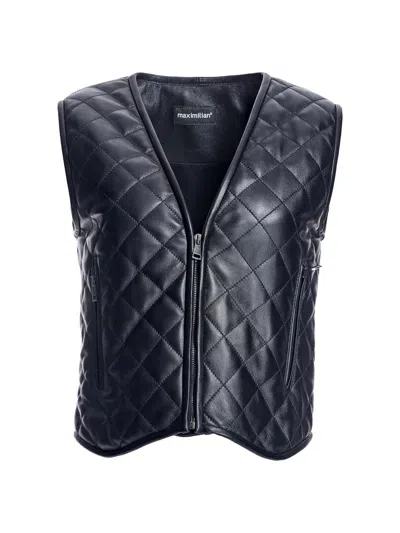 Maximilian Women's  Quilted Leather Moto Vest In Black