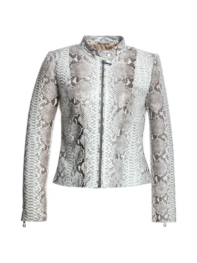 Maximilian Women's Python Leather Jacket In Animal Print