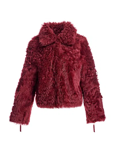 Maximilian Women's Reversible Curly Shearling Jacket In Red