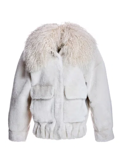 Maximilian Women's Shearling Bomber Coat In Gray
