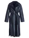 Maximilian Shearling Lamb Wrap Coat In Black