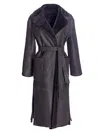 Maximilian Shearling Lamb Wrap Coat In Black