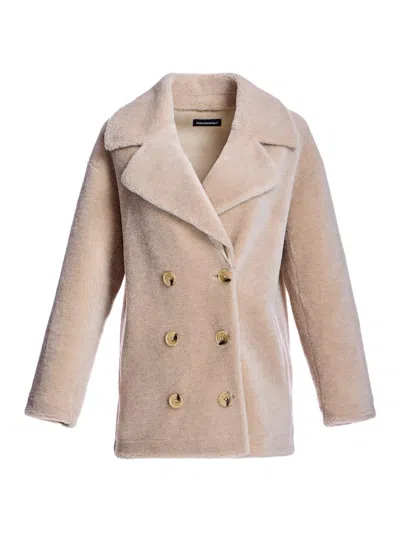 Maximilian Women's Shearling Peacoat In Neutral