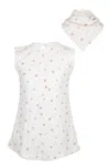Maxims Baby Store Star Flower Terry Towelling Dress &amp; Head Scarf In White