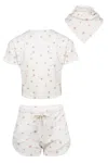 Maxims Baby Store Star Flower Terry Towelling Set And Head Scarf In White
