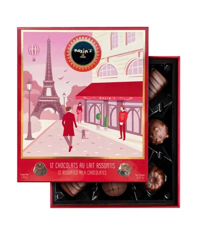 Maxim's De Paris Holiday Dark Chocolate Connoisseurs Box, 12 Pieces In Red