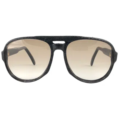 Pre-owned Maxim's De Paris New Vintage  Real Leather Lizard Frame 1980's Glasses In Sand