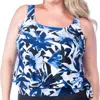 Maxine Floral Blouson Tankini Top - Plus Size In Max Navy Ink In Multi