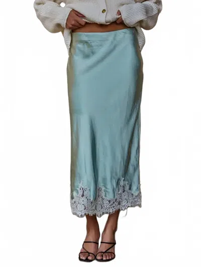 Maxine Lace Detail Slip Skirt In Mint In Green