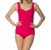 Maxine Of Hollywood Center Shirred Girl Leg One Piece Swimsuit In Max Strawberry