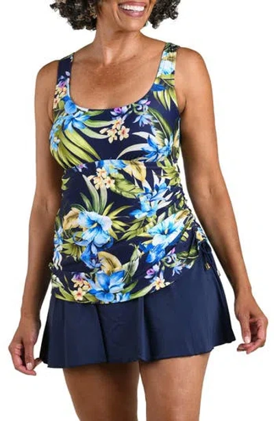 Maxine Of Hollywood Serenity Adjustable Full Coverage Tank Swimdress In Blue