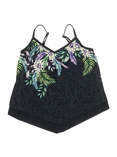 Pre-owned Maxine Of Hollywood Swimsuit Top Black Floral Pattern Swimwear