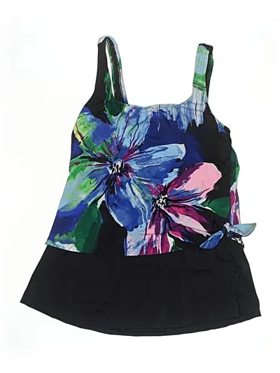 Pre-owned Maxine Of Hollywood Swimsuit Top Black Floral Pattern Swimwear