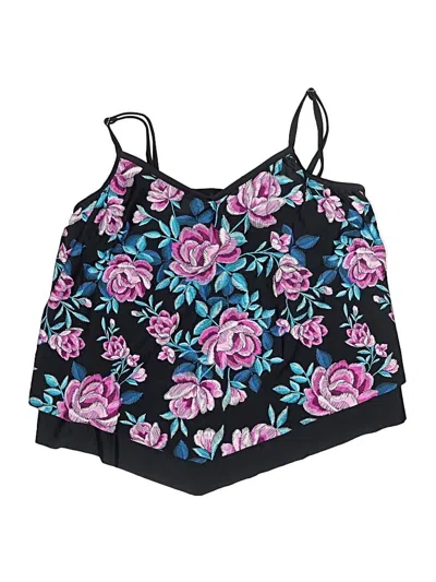 Pre-owned Maxine Of Hollywood Swimsuit Top Black Floral Pattern Swimwear