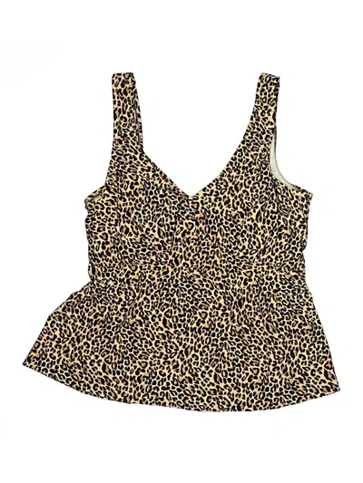 Pre-owned Maxine Of Hollywood Swimsuit Top Gold Animal Print Pattern Swimwear