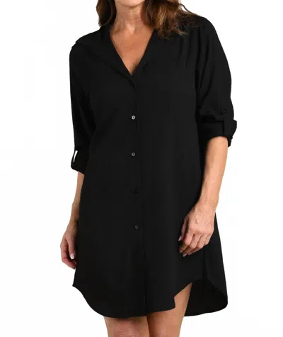 Maxine Of Hollywood Woven Covers Button Down Tunic In Black