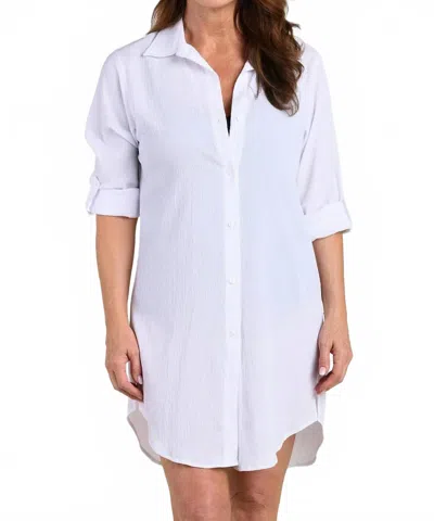 Maxine Of Hollywood Woven Covers Button Down Tunic In White
