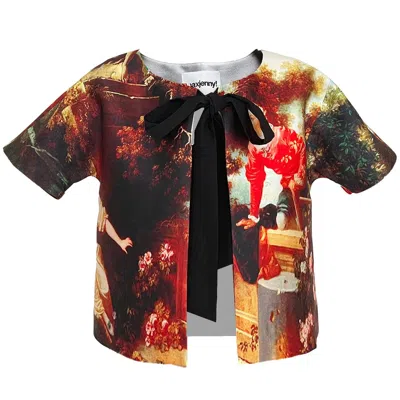Maxjenny Women's Black / Brown Cropped Jacket With Bow - Garden Royal In Multi