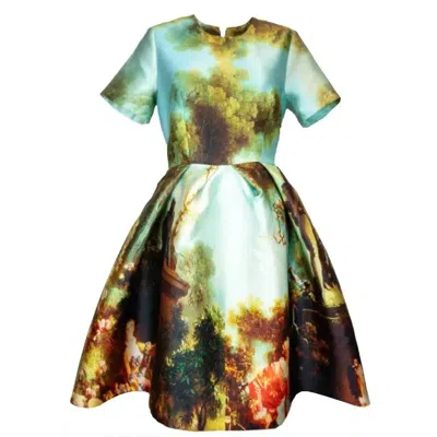 Maxjenny Women's Blue / Brown Coctail Dress - Garden Royal In Multi