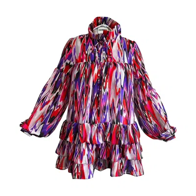 Maxjenny Women's Blue Mini Dress - Zigzag Purple Pink Smokeflow In Multi