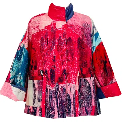 Maxjenny Women's Blue / Red Square Boxy Jacket Print Pink In Multi