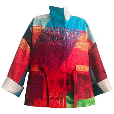 Maxjenny Women's Blue / Red Square Boxy Jacket Print Red Turquise In Multi