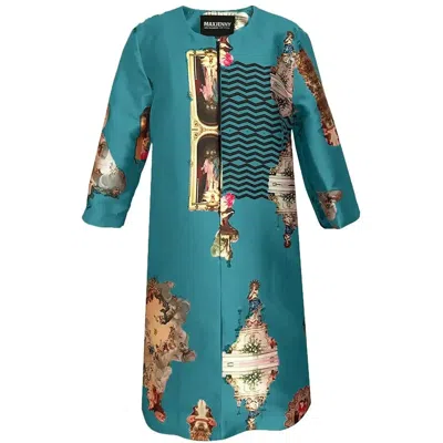 Maxjenny Women's Blue Tailored Coat - Sicily Petroleum In Multi