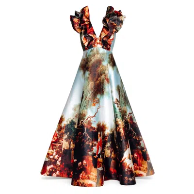 Maxjenny Women's Brown Butterfly Evening Dress - Garden Royal