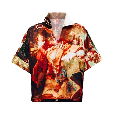 Maxjenny Women's Brown / Red Cropped Shirt - Garden Royal In Multi