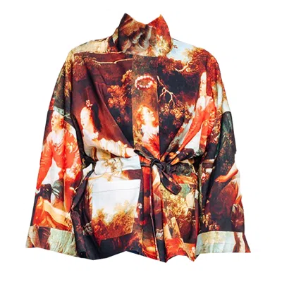 Maxjenny Women's Brown Square Boxy Jacket - Garden Royal