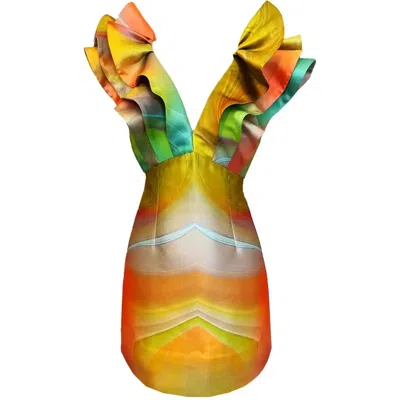 Maxjenny Women's Butterfly Mini Dress - Smokeflow Yellow