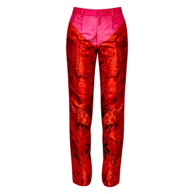 Maxjenny Women's Classic Suit Pants - Red Pink