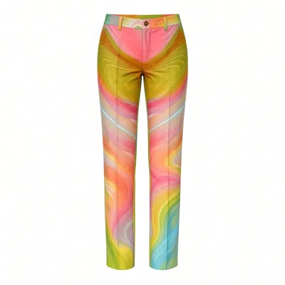 Maxjenny Women's Classic Suit Pants - Smokeflow Yellow In Multi