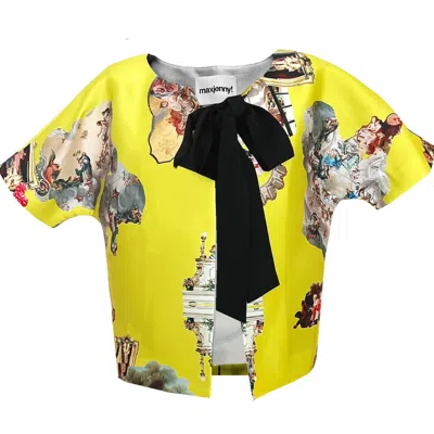 Maxjenny Women's Cropped Jacket With Bow - Sicily Yellow