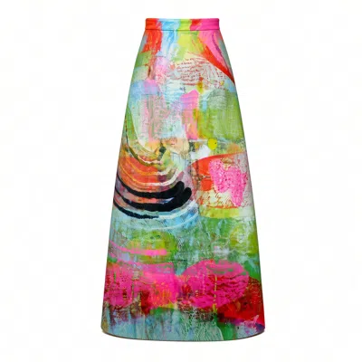 Maxjenny Women's Evening Skirt - Mother Pink Red Green In Multi