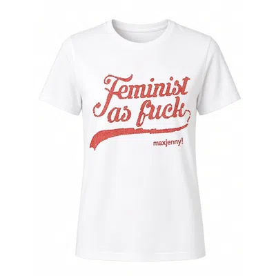 Maxjenny Women's Feminist As Fuck Dark Orange Swarovski Crystal T-shirt – White