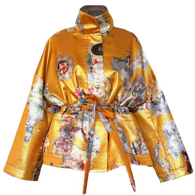 Maxjenny Women's Gold Square Boxy Jacket - Sicily Cognac