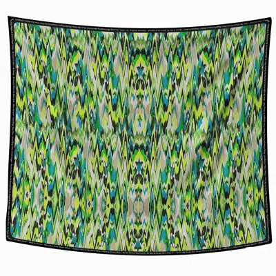 Maxjenny Women's Green / Blue / Grey Scarf - Zigzag Lime Turquise