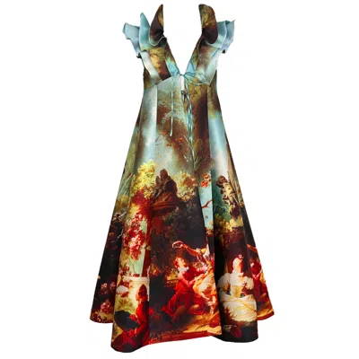Maxjenny Women's Green Garden Royal Vest Dress – Sculptural Collar