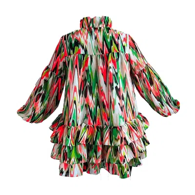 Maxjenny Women's Green / Orange Mini Dress  - Zigzag Green Orange In Multi