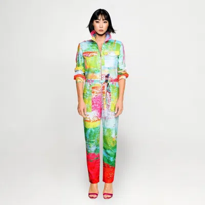 Maxjenny Women's Green / Pink Jumpsuit - Mother Pink Red Green In Multi