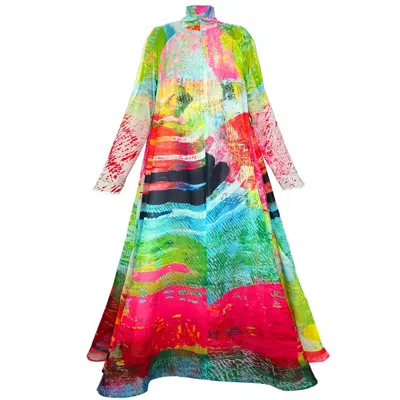 Maxjenny Women's Green / Red A-shaped Maxi Dress - Mother Pink Red Green In Multi