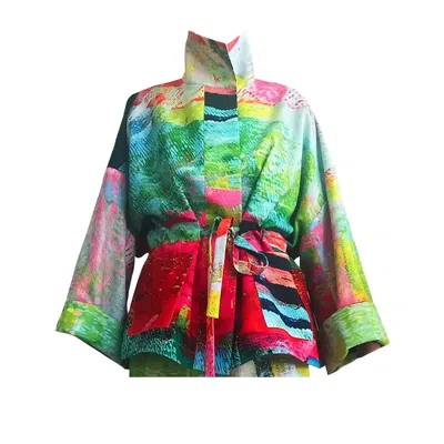 Maxjenny Women's Green / Red Square Boxy Jacket - Mother Pink Red Green In Multi
