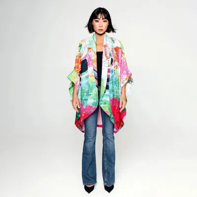 Maxjenny Women's Kaftan - Mother Pink Red Green In Multi