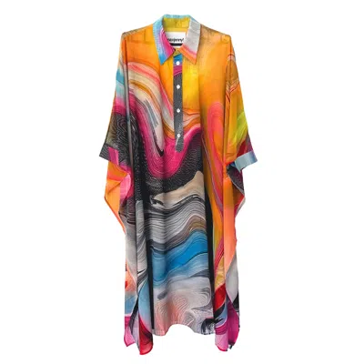 Maxjenny Women's Kaftan Smokeflow Watercolour – !