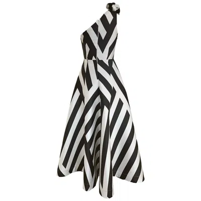 Maxjenny Women's One Shoulder Statement Gown – Black & White