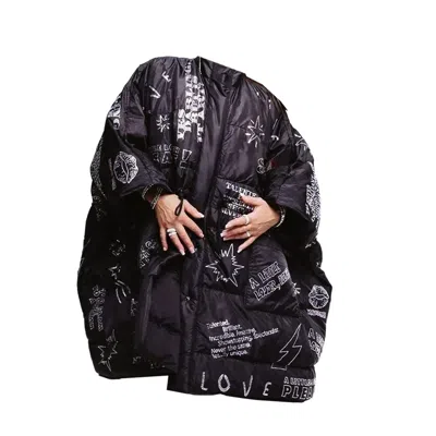 Maxjenny Women's Oversized Puffer Coat – Black With Swarovski Details