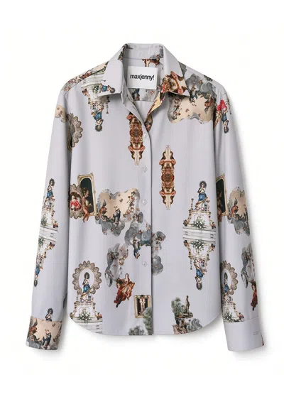 Maxjenny Women's Printed Viscose Shirt – Sicily Dirty White
