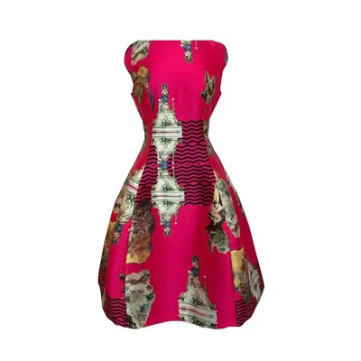 Maxjenny Women's Red Midi Dress C - Sicily Hot Pink In Multi